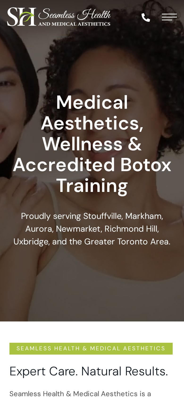 Seamless Health website on a phone